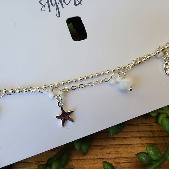 Style & Co (#2) beach themed silver tone inklet with sand dollar and starfish… - Picture 3 of 5